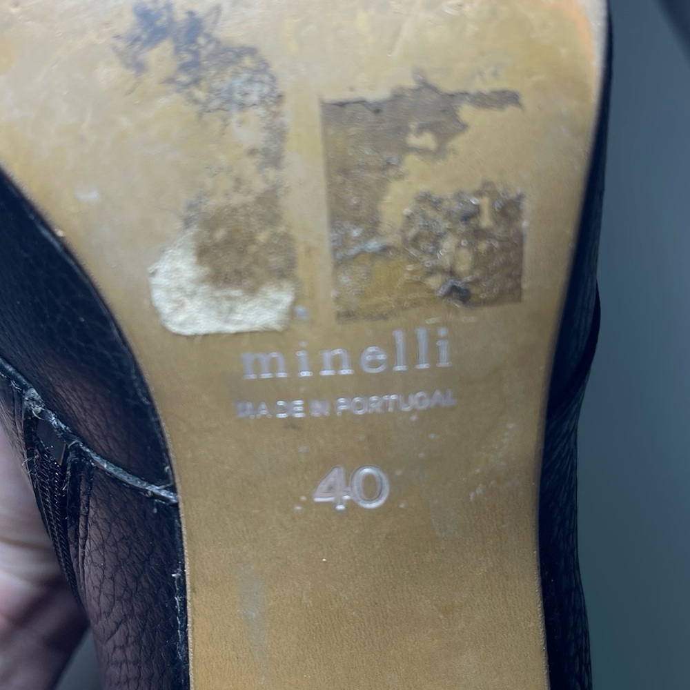Minelli Women’s Black Leather Lace-Up Ankle Fall classy Boots Block Heel Size 40 - Picture 10 of 11